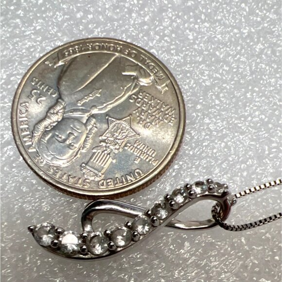 Sterling Silver Infinity Cubic Zirconia Pendant Necklace 925 Sun Jewelry Box Cha - Picture 13 of 15